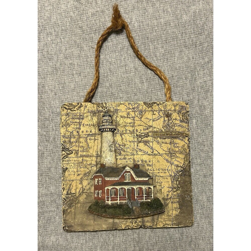 St. Simon Island Georgia Lighthouse Hanging Raised Plaque Pre-owned